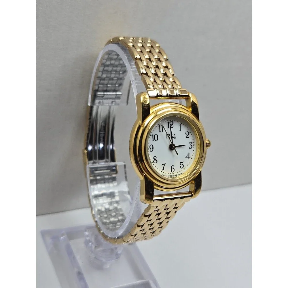 Womens Vintage ESQ Esquire by Movado Swiss Quartz Gold Tone Watch New Battery